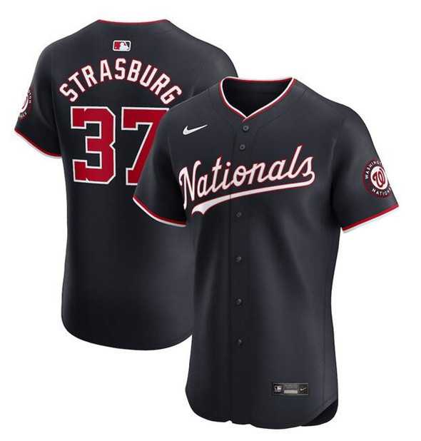 Men%27s Washington Nationals #37 Stephen Strasburg Navy Alternate Elite Stitched Jersey Dzhi